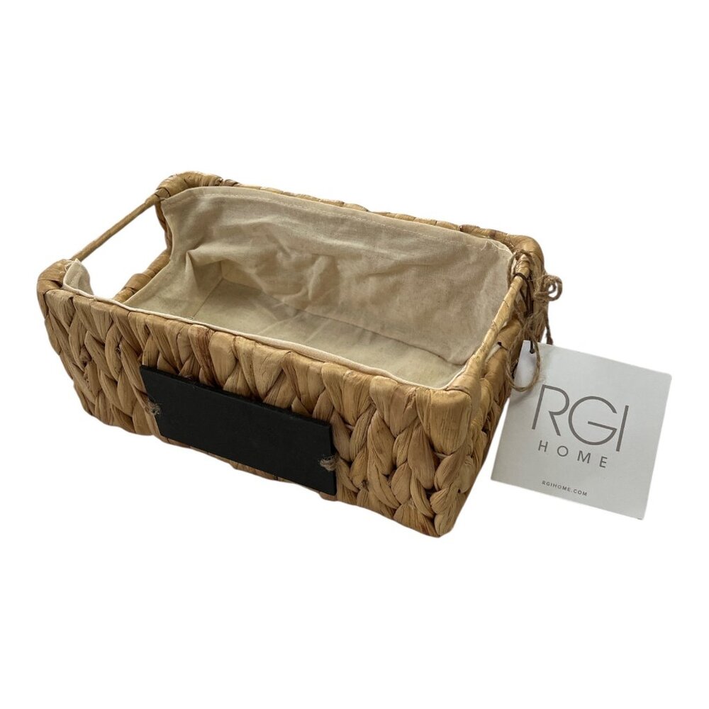 RGI Home Woven Storage Basket with Chalkboard Label – Natural Water Hyacinth – N